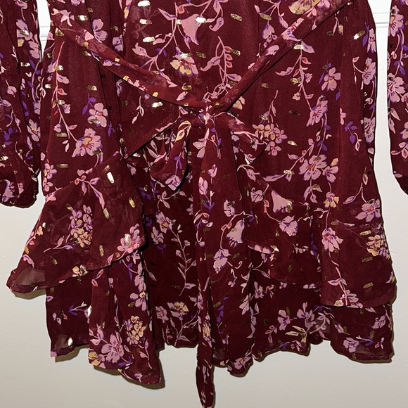 Altar’d State Burgundy Floral Long Sleeve Dress in Large - Picture 5 of 8